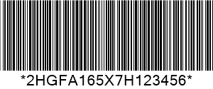 Kód 39 VIN Barcode