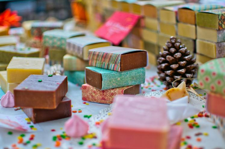 Colvagyful handmade soap bars stacked
