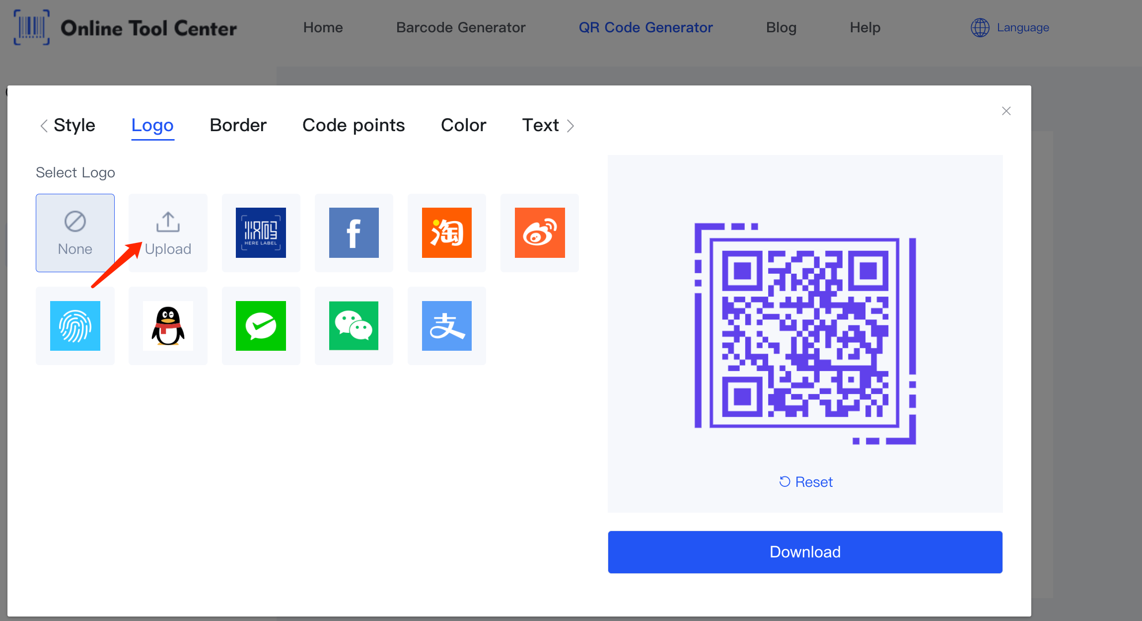 Logók feltöltése a qr code generator.png oldalon