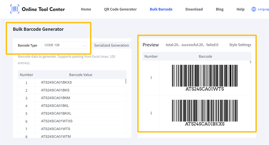 bulk barcode generator tömeges vonalkód generátor