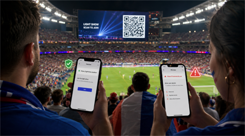 scan qr code at a world cup match QR kód szkennelése a világbajnokság mérkőzésén