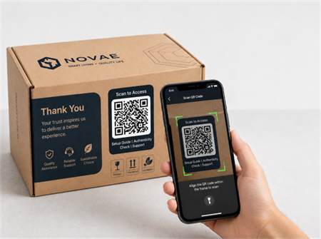 scan qr code on packing box QR kód szkennelése a csomagolási dobozon