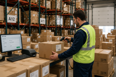 scanning barcodes in warehouse vávokódok szkennelése raktárban